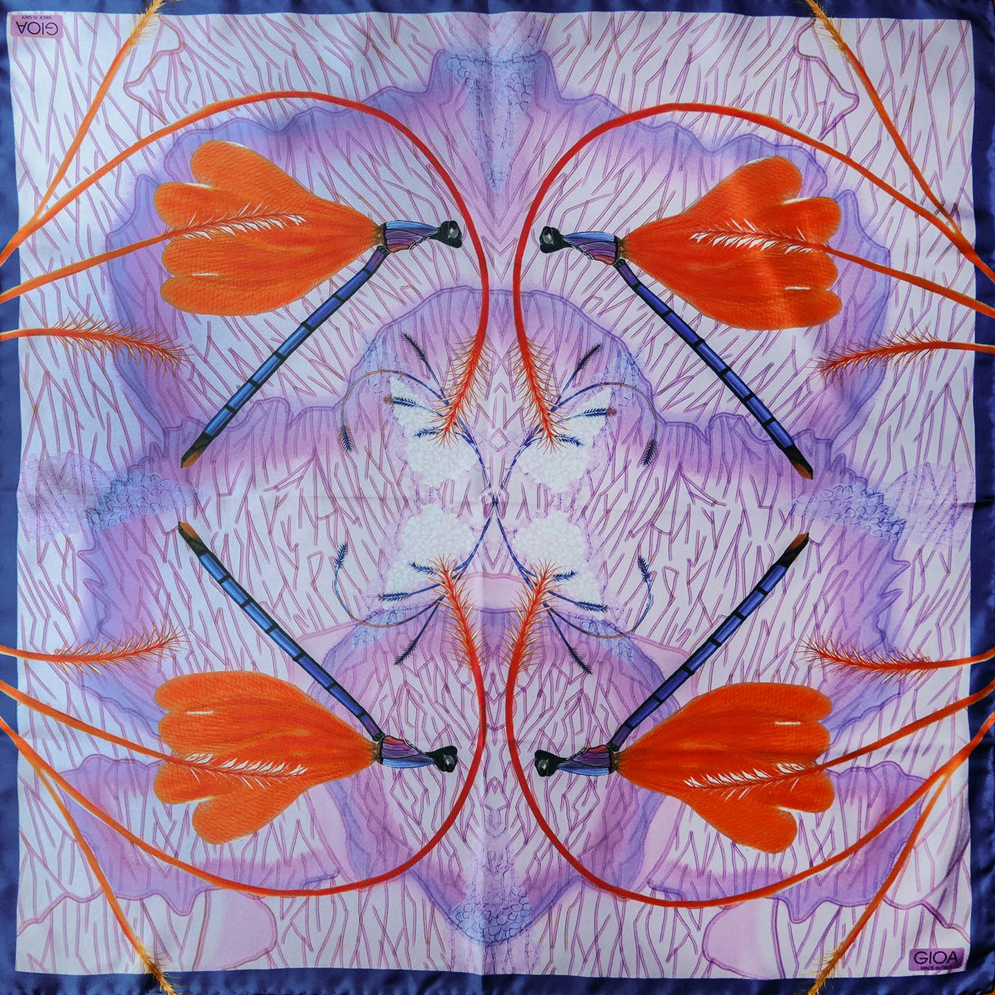 Silk Scarf with Dragonflies Candy Pink 1